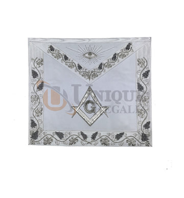 Masonic MASTER MASON Grand White Hand Embroided Apron with square compass G
